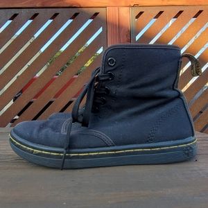 Dr. Martens Shoreditch Ladies Size 6 US.   7 hole canvas hi-tops. Black. GPWC.